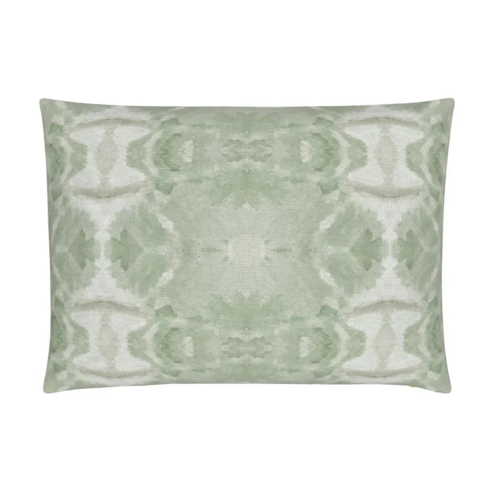 Trees Calm Jade Luxury Pillow by Truett Designs featuring an abstract botanical pattern inspired by oak leaf foliage in calming jade green and soft neutral tones. Handcrafted in England from sustainably printed luxury fabric, this designer decorative pillow brings organic texture, depth, and sophisticated color to sofas, beds, accent chairs, and window seats. A versatile accent for traditional, transitional, and modern interiors, ideal for interior designers seeking luxury throw pillows, artisan-crafted tex