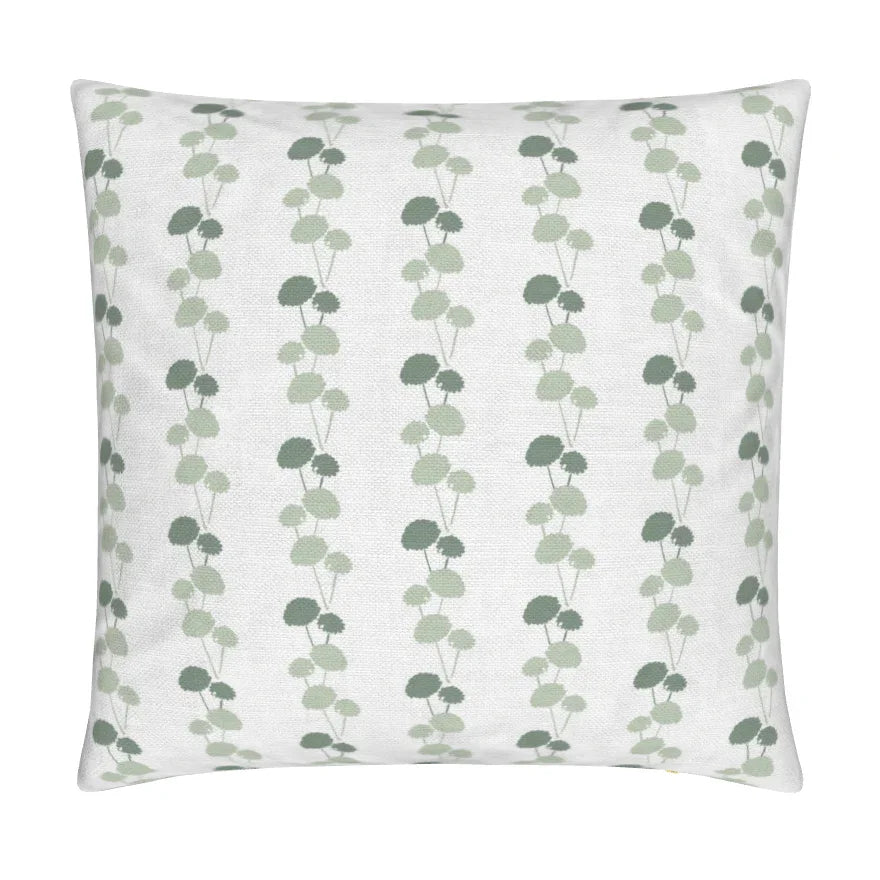 Luxury floral decorative pillow featuring the Dahlia Vine pattern, inspired by blooming dahlias and winding vines, for modern traditional and collected interiors.