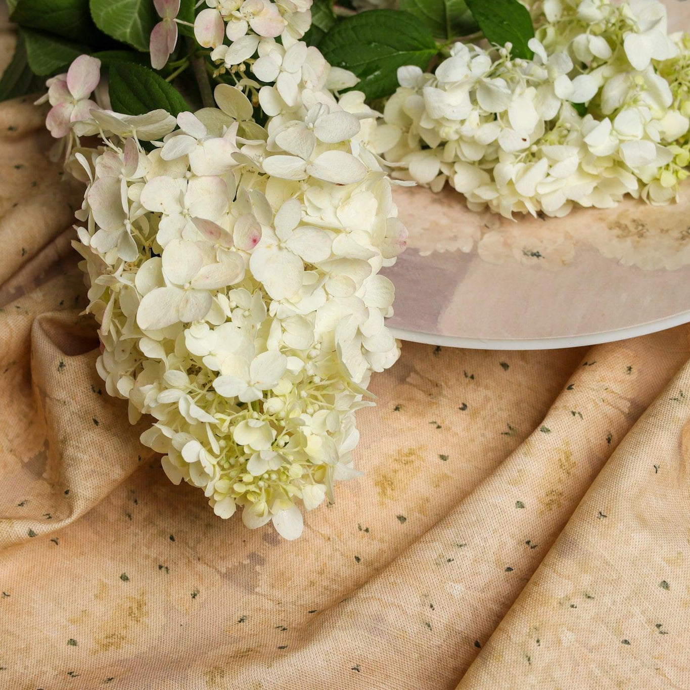 Centerpiece White Hydrangea Luxury Fabric Small Repeat - Truett Designs