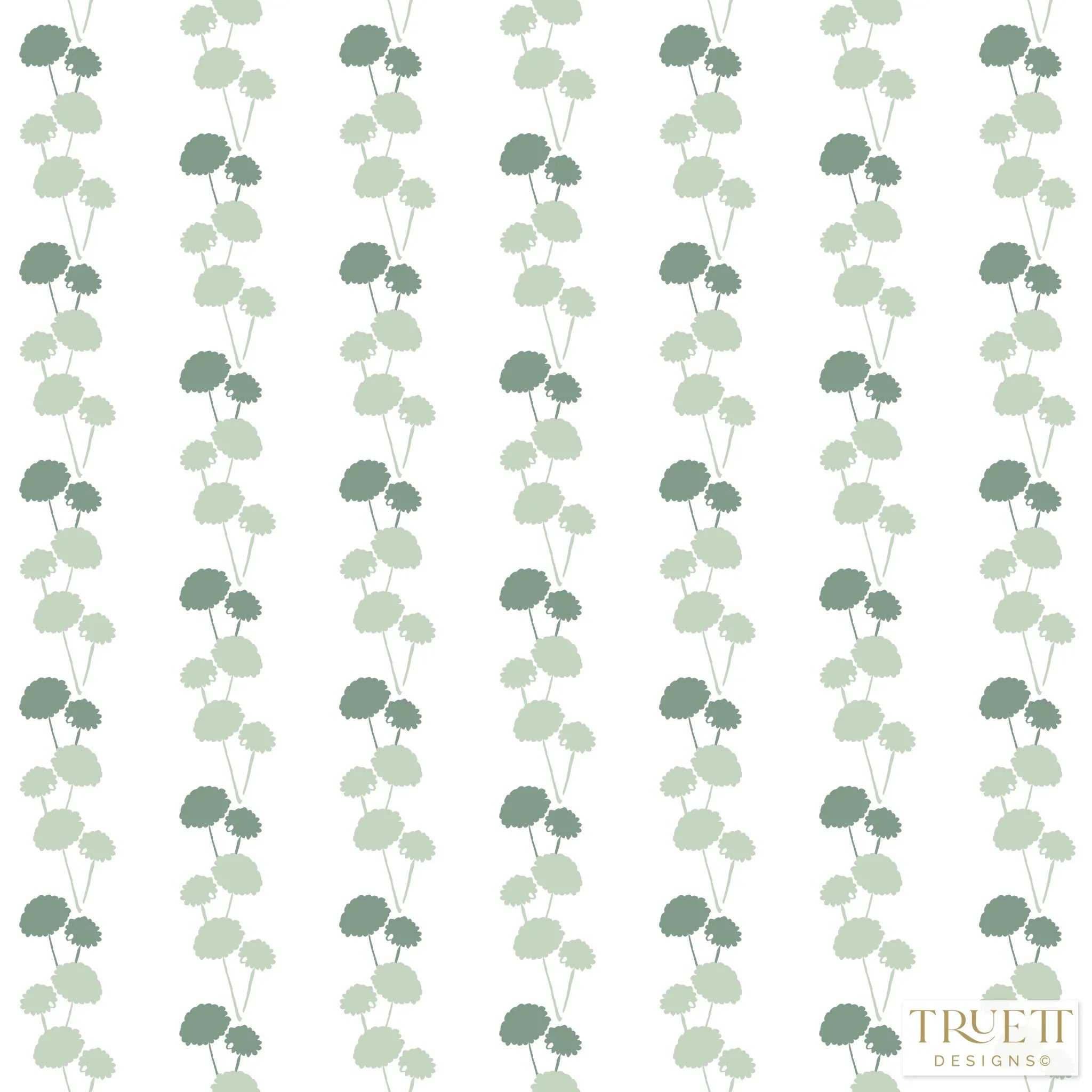 Luxury botanical and floral wallpaper featuring an elegant linear dahlia vine pattern inspired by English gardens, designed for modern traditional interiors, powder rooms, bedrooms, dining spaces, and layered luxury homes. Sustainably printed in England by Truett Designs.