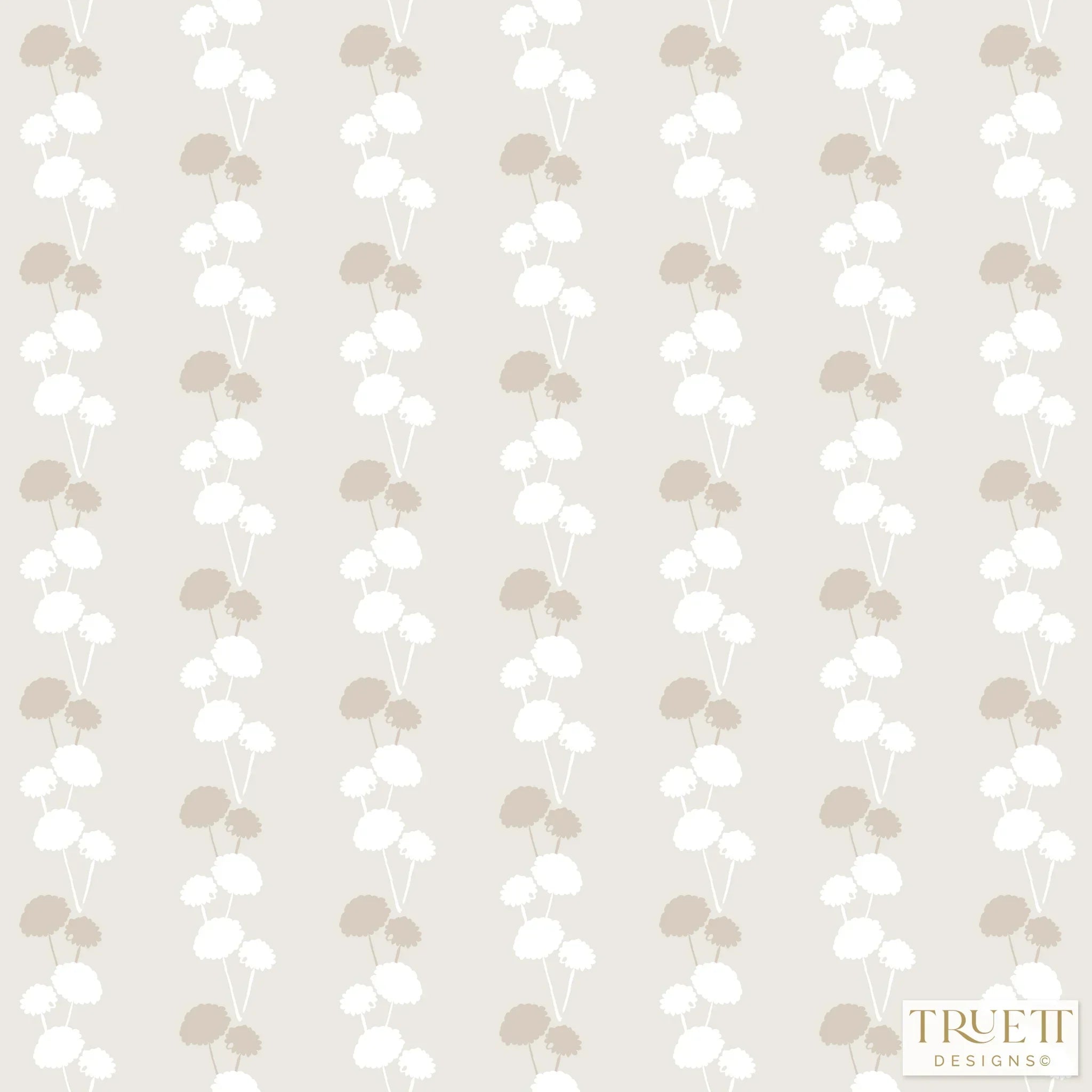Luxury botanical and floral wallpaper featuring an elegant linear dahlia vine pattern inspired by English gardens, designed for modern traditional interiors, powder rooms, bedrooms, dining spaces, and layered luxury homes. Sustainably printed in England by Truett Designs.