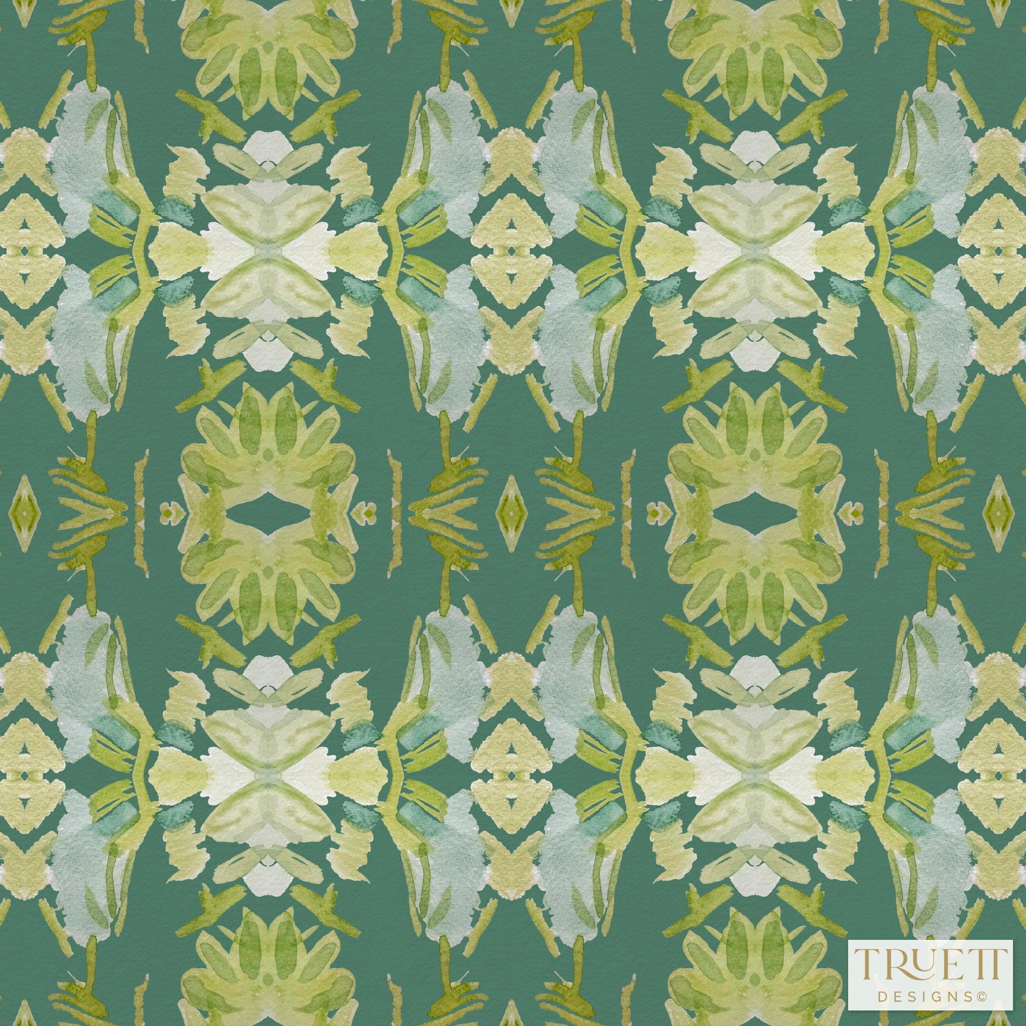 Wildflowers I Dark Green Wallpaper - Truett Designs