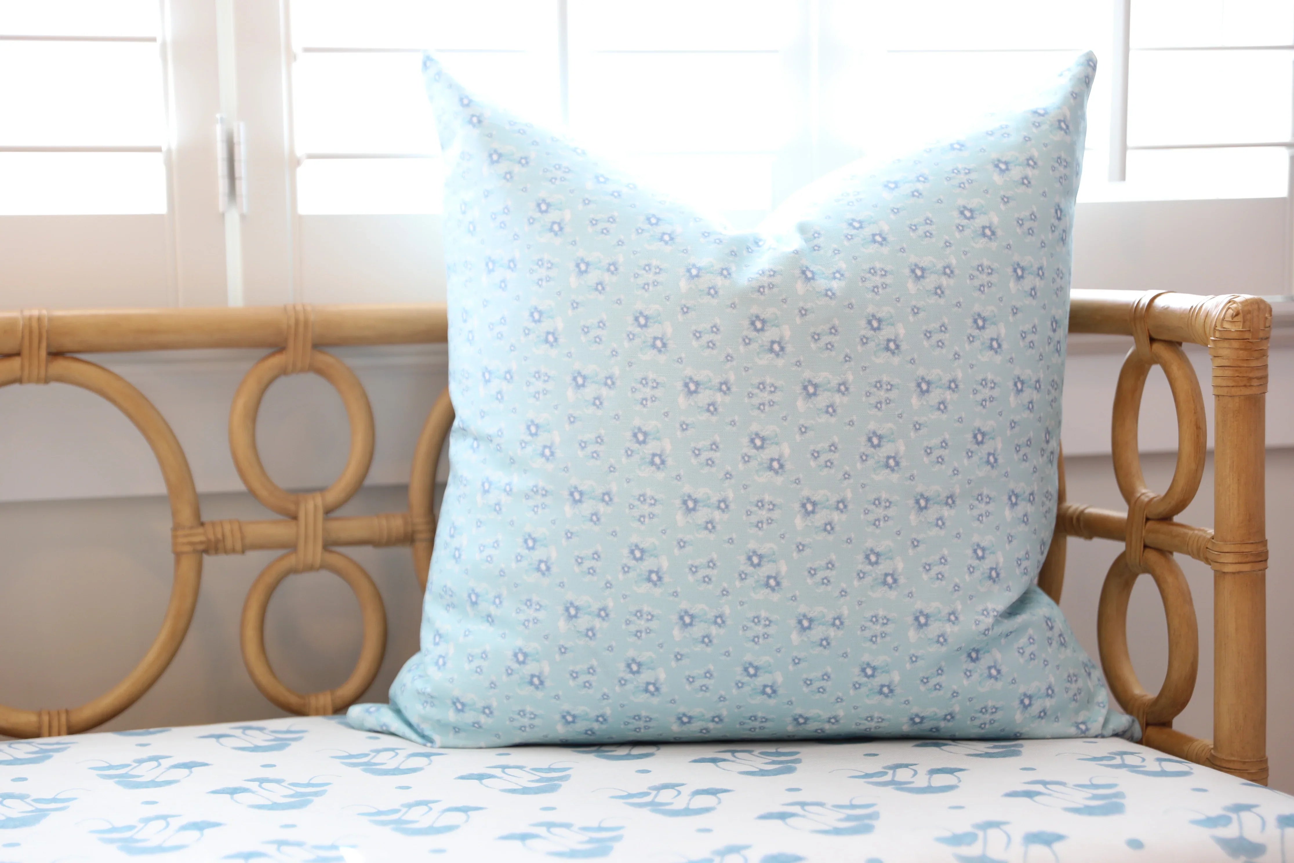 Luxury floral decorative pillow inspired by English cottage gardens with soft botanical detail and layered texture, designed for modern traditional interiors, cozy bedrooms, collected living spaces, and timeless cottage-style homes. Sustainably printed and handcrafted in England by Truett Designs.