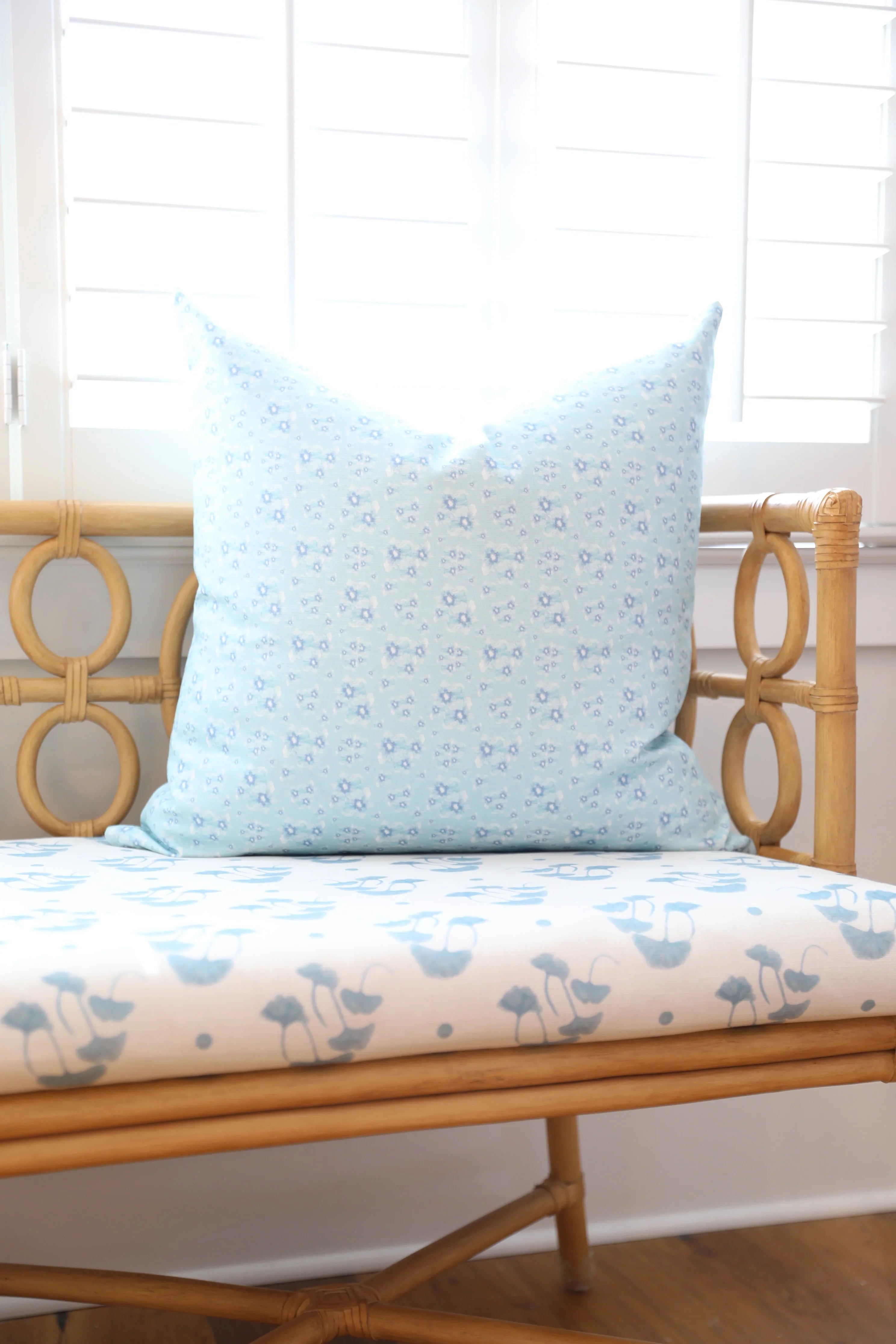 Luxury floral decorative pillow inspired by English cottage gardens with soft botanical detail and layered texture, designed for modern traditional interiors, cozy bedrooms, collected living spaces, and timeless cottage-style homes. Sustainably printed and handcrafted in England by Truett Designs.