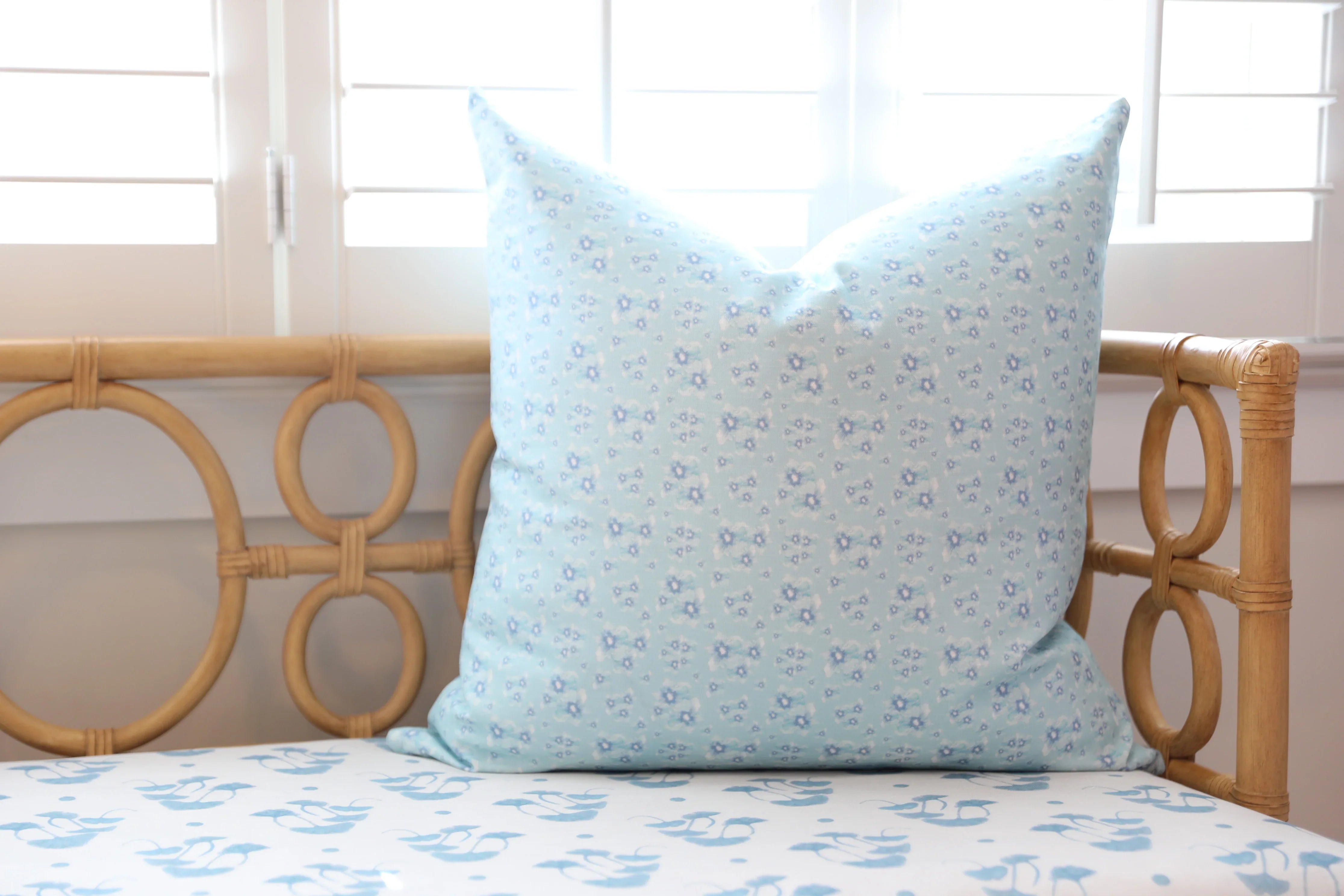 Luxury floral decorative pillow inspired by English cottage gardens with soft botanical detail and layered texture, designed for modern traditional interiors, cozy bedrooms, collected living spaces, and timeless cottage-style homes. Sustainably printed and handcrafted in England by Truett Designs.